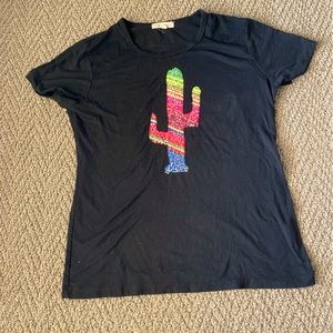 Black Color Changing Sequin Cactus Shirt Size Medium